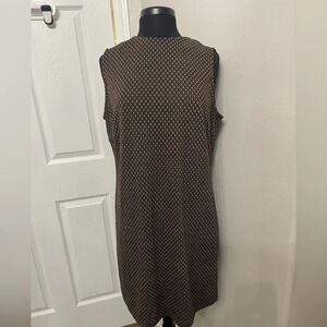 Chico's Double Diamond Knit Mockneck Shift Dress Black Tan Size 2 (US large 12)